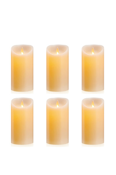 Mado Gallery Ivory LED Pillar Candle, Flameless Flickering Flame, Battery Ope...