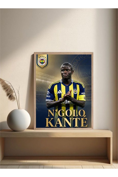 MOR TABLO N'Golo Kante Fenerbahçe Doğal Ahşap Çerçeveli Dekoratif Tablo