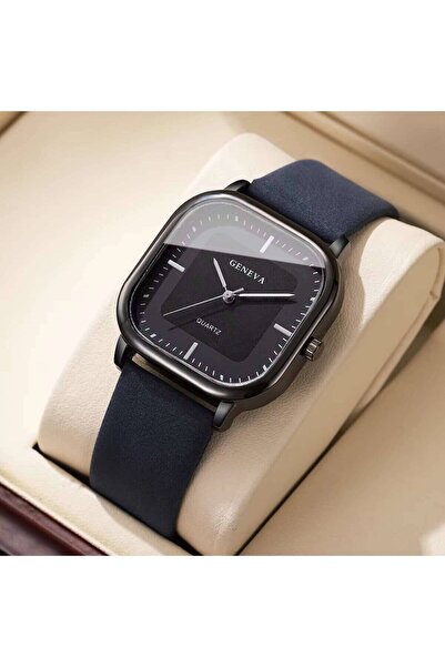 Choice Blue Black No Box Fashion Square Minimalist Men's Quartz Watch Casual ...