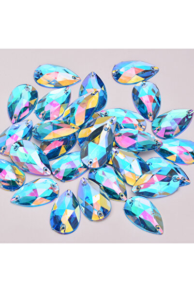 Choice4 Aquamarine AB 100Pcs 17*28mm Large Sewing Crystal AB Drop Rhinestone ...