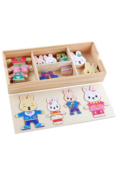 smile toys Puzzle Iepurasi din Lemn – Dezvolta Creativitatea si Logica Copiil...