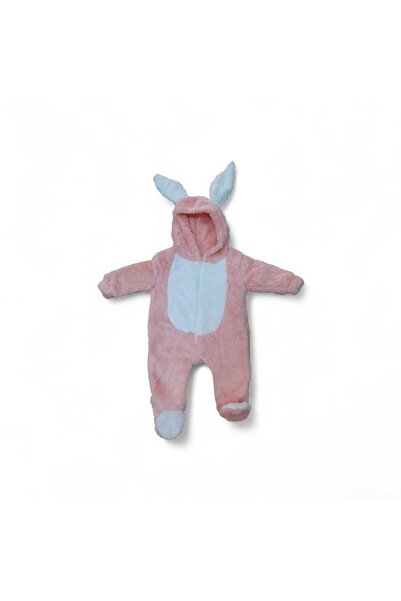 LaHadi Baby jumpsuit with hood made of cocolino, Bunny, Pink