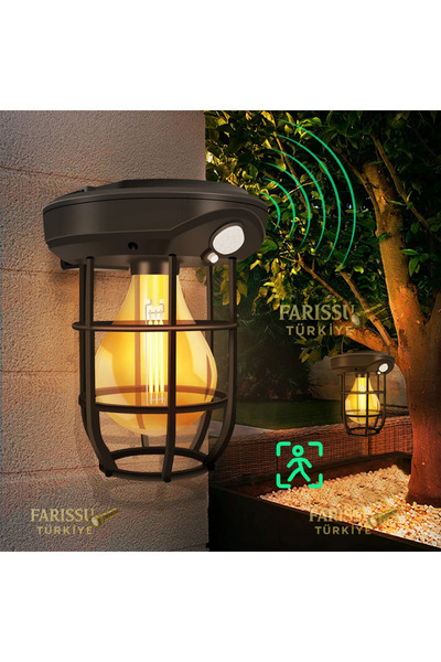 farissu Güneş Enerjili Sensörlü Duvar Aydınlatması 3 Mod IP65 (1200LM / 1800L...