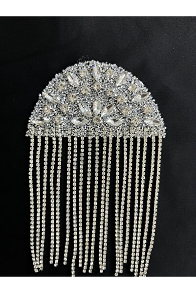 emin taş tasarım aks ütü ile yapışan zincir saçaklı kristal taş ve konik süsl...