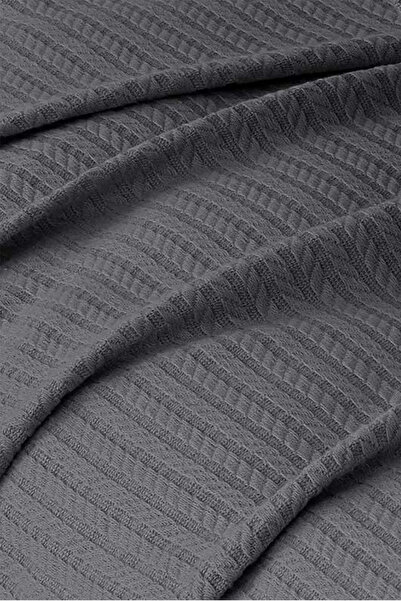 Cottonest Διπλό Πικέ - Σχέδιο Πλεξούδας Μαλλιών - Ανθρακί - Χωρίς Μαξιλαροθήκη