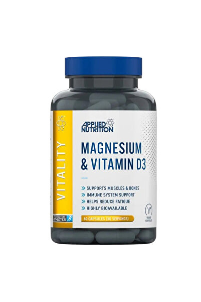 applied nutrition 60 كبسولة نباتية تحتوي على المغنيسيوم وفيتامين د3، تدعم الع...