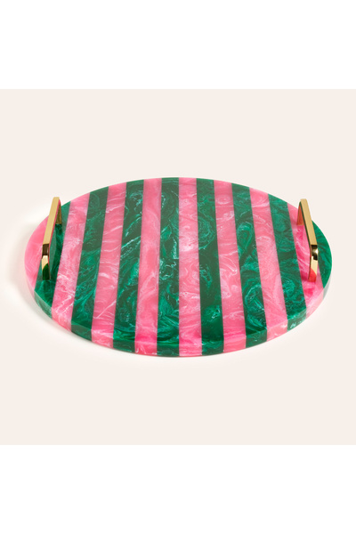 Zsa Zsa Zsu Tanda Reçine Tepsi 35x35x6 Cm Yeşil - Pembe