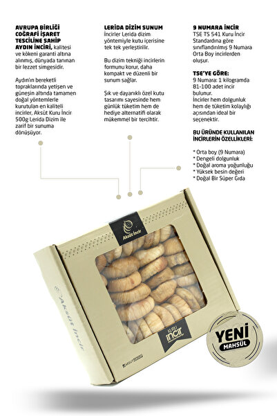 mehmet aksüt aksüt group Kuru İncir Lerida Dizim 500g Aydın İnciri (AB Coğrafi İşaretli)