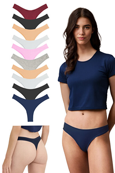 Yohannes Club , Cotton Basic Thong Panties, Pack of 10, Fabulous Set