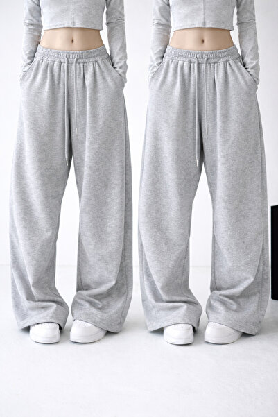 pandy Γυναικείο σετ 2 τεμαχίων με φαρδιά μπατζάκια και ψηλόμεσο παντελόνι φόρμας