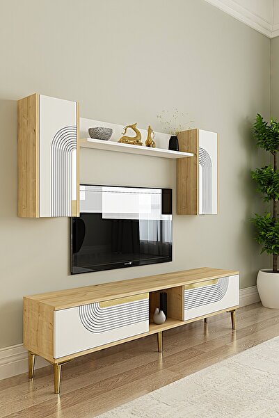 CENEYRA TVR1502DBG - MEYRA TVR150 TV ÜNİTESİ TAKIM SAFİRMEŞE-BEYAZ-GOLD 150CM