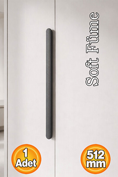 Badem10 Vento Striped Soft Smoked Drawer Handle 512 mm Modern Minimal Wardrob...