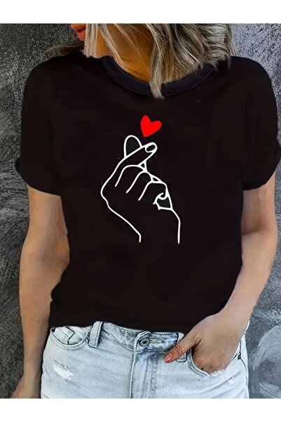 trendypassion Tricou unisex cu design imprimat cu inimă în stil coreean