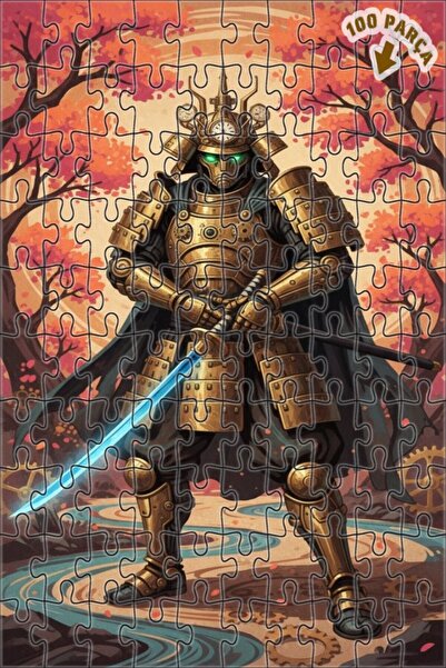 Teona Ahşap لغز خشبي مؤطر ذو طبقتين بتصميم فن البطل الساموراي بالبخار، 100 قط...