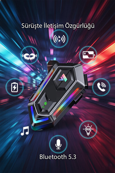 Tekvora V20 Max Bluetooth 5.3 Motosiklet Kask İnterkom 2 Kişi Eşleşmeli Su Ge...