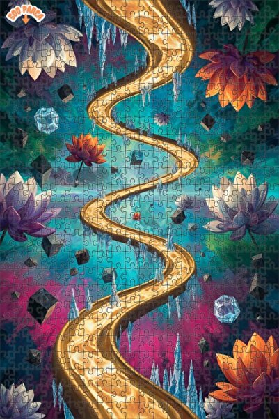 Teona Ahşap لغز خشبي بإطار مزدوج الطبقات بتصميم النهر الذهبي وزهور الجليد 500...