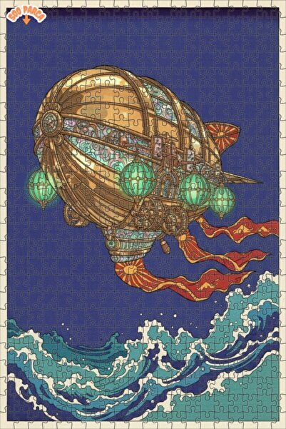 Teona Ahşap لغز السفينة الذهبية التي تعمل بالبخار، عمل فني، لغز خشبي بإطار مز...