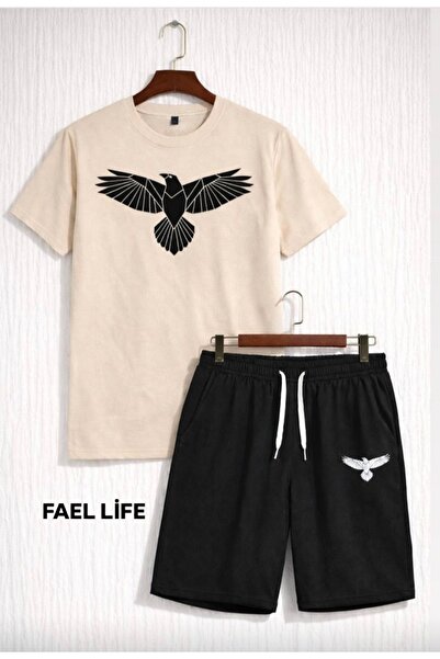 FAEL LİFE SET CU PANTALONI SCURTĂTĂI CU TĂIȘ LARGĂ ȘI TRICOU IMPRIMAT PENTRU ...