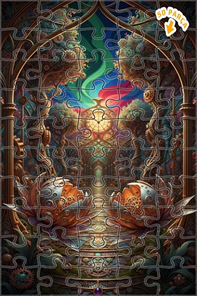 Teona Ahşap لغز خشبي على شكل ممر بتصميم زهور وساعة على طراز الفيكتورية بالبخا...