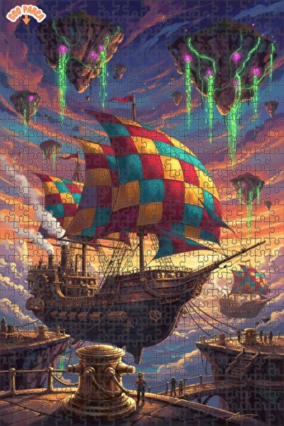 Teona Ahşap لغز فني على شكل سفينة طائرة بتصميم ستيمبانك بمظهر لوحة زيتية 500 ...