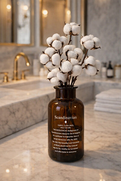 Penthouse Amber Glass Decorative Vase Scandinavian+Cotton Flower Gift