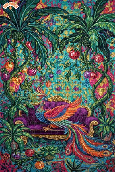 Teona Ahşap لغز خشبي مؤطر بطبقتين بمظهر لوحة زيتية لطائر الفينيق في الحديقة ا...