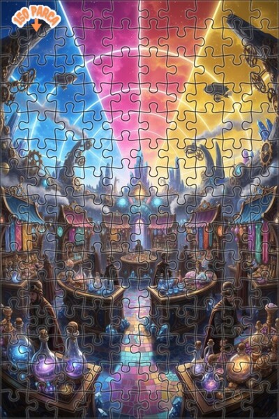 Teona Ahşap لغز خشبي مؤطر ذو طبقتين بتصميم سوق بوشري ستور ميتس، مزين برسومات ...