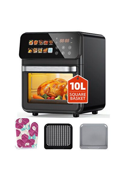 VivaLite 10L 1350W Large Air Fryer Oven, 10 Presets Touchscreen Timer, Family...