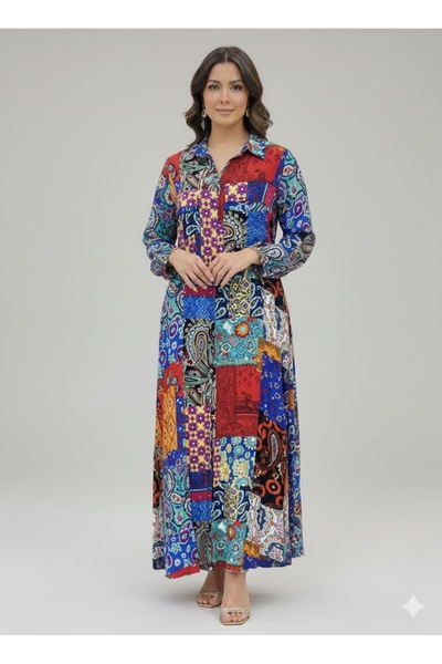 EL jadida Women's Plus Size Hijab Viscose Dress