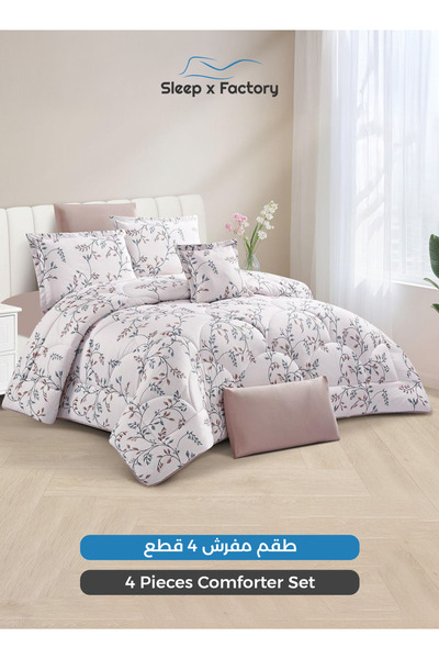 Sleep x Factory 4-Piece Microfiber Comforter Set – 140×200 cm, Soft & Lightwe...