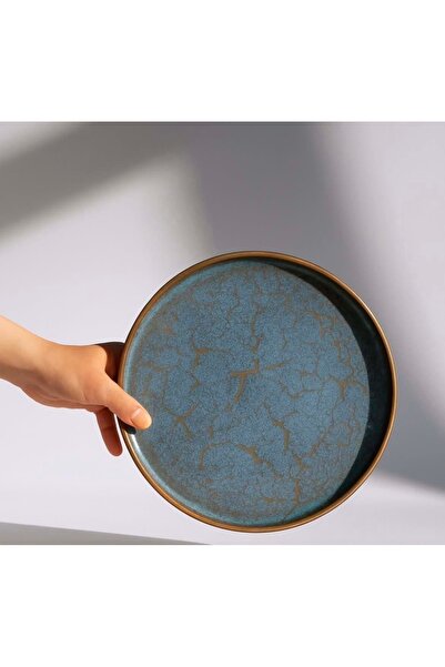 La Mediterranea Ceramic plate / platter SCRATCH BLUE 24.8×2.5 cm