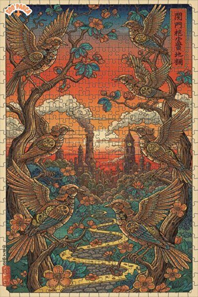 Teona Ahşap لغز خشبي على شكل طيور ميكانيكية على طراز ستيمبانك، ذو طبقتين، 500...