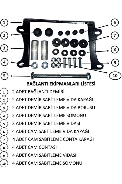 ABV TVS Jupiter 110-125 El Korumalı Füme Tur Camı 58x72 cm (23-26) + Bağlantı Ekipmanı