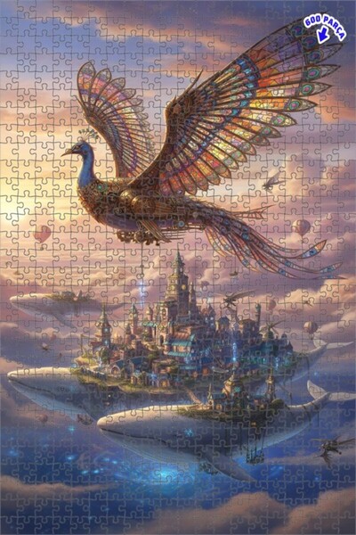 Teona Ahşap لغز خشبي فني من سكاي سيتي ستورم بيرد ستيم ببواز، 600 قطعة، 50x35 سم
