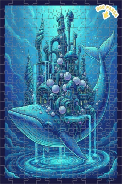 Teona Ahşap Masalsı Balina Şehri Çift Katlı Çerçeveli Ahşap Puzzle 200 PARÇA ...