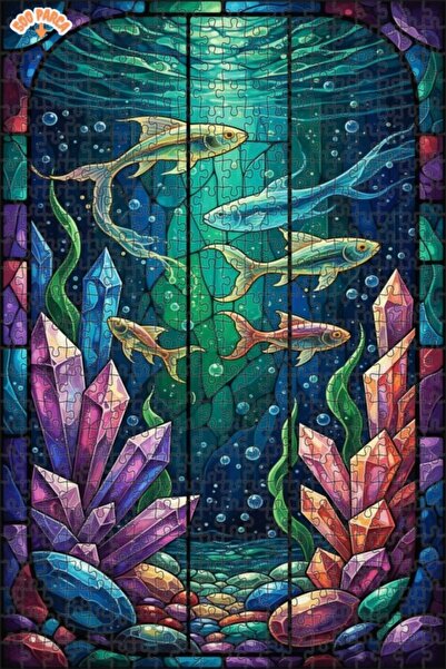 Teona Ahşap لغز خشبي مغلف بإطار مزدوج الطبقات من ماجيك كريستال، عالم الأسماك ...