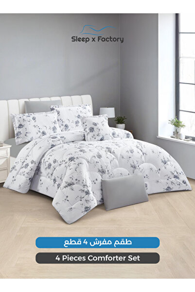 Sleep x Factory 4-Piece Microfiber Comforter Set – 140×200 cm, Soft & Lightwe...