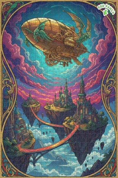 Teona Ahşap لغز خشبي مؤطر ذو طابقين من سكاي شيلتر شيب ستيامبنك آرت، 800 قطعة،...