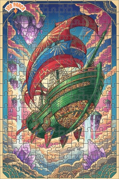 Teona Ahşap لغز خشبي مؤطر ذو طابقين من Flying Ship للرسم بالألوان الزيتية 150...