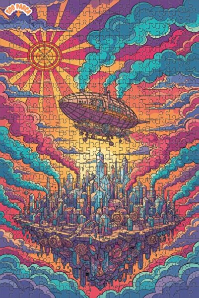 Teona Ahşap لغز خشبي بإطار مزدوج الطبقات من ستيمبانك إير شيبيرد سيتي، لوحة زي...