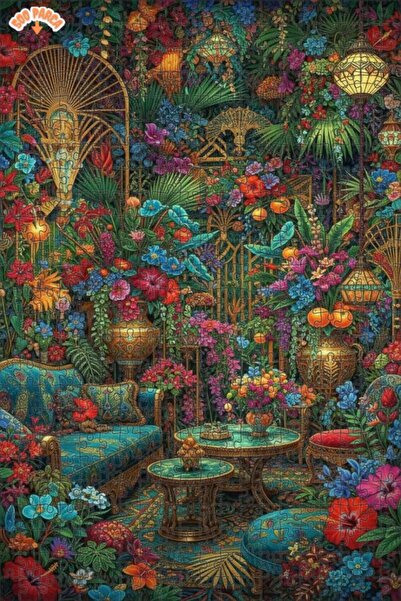 Teona Ahşap لغز خشبي بتصميم حديقة نباتية على طراز آرت نوفو بمظهر لوحة زيتية 5...