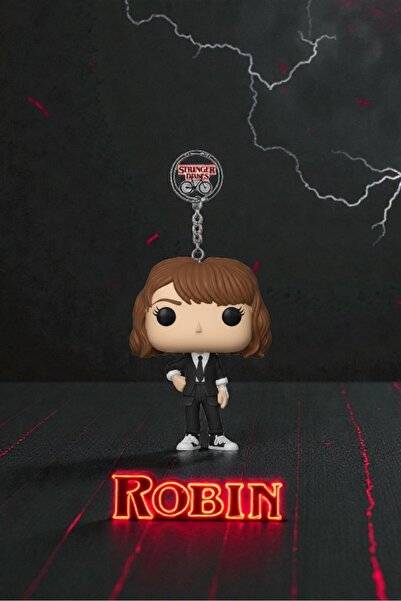 Lades Stranger Things Funko Pop Figure Keychain – Robin Collectible Key Ornament