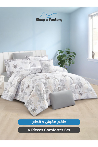 Sleep x Factory 4-Piece Microfiber Comforter Set – 140×200 cm, Soft & Lightwe...