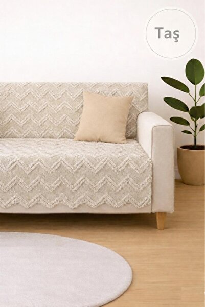 SYCAMORE HOME Koltuk Örtüsü 175x215 cm –ZigZag Desen Çekyat Örtüsü, Kaymaz, Y...