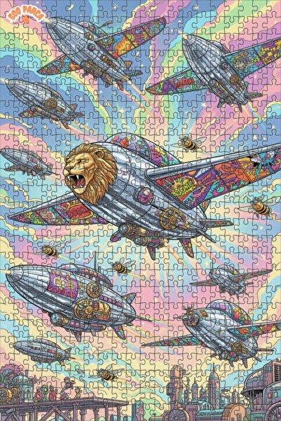 Teona Ahşap لغز خشبي بإطار مزدوج الطبقات بتصميم طائرات الأسد والنحل الطائر 50...