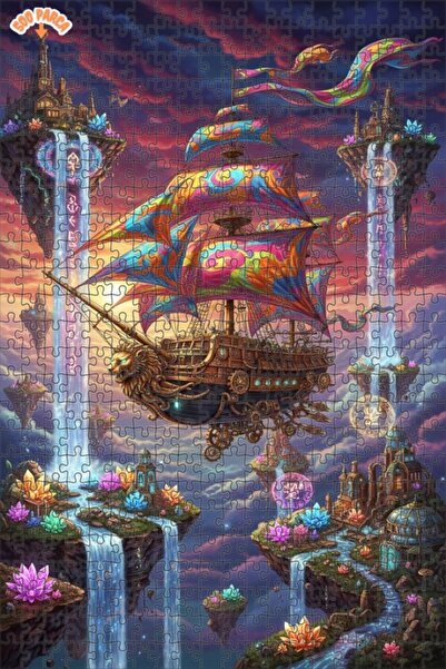 Teona Ahşap لغز خشبي مؤطر بطبقتين بمظهر لوحة زيتية لسفينة السماء الغامضة 500 ...