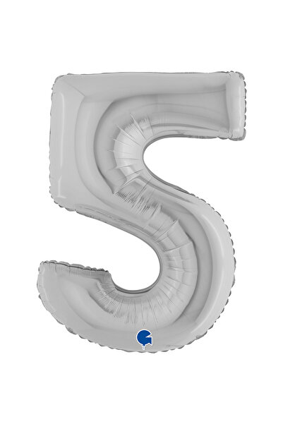 PARTİ SEPETİ بالون فويل رقمي فضي 26 بوصة (66 سم) إيطالي