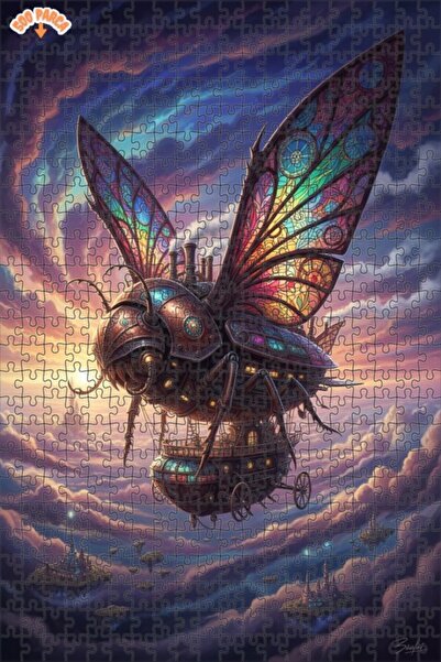 Teona Ahşap لغز خشبي مؤطر ذو طابقين بتصميم سفينة حشرات على طراز ستيمبانك، 500...