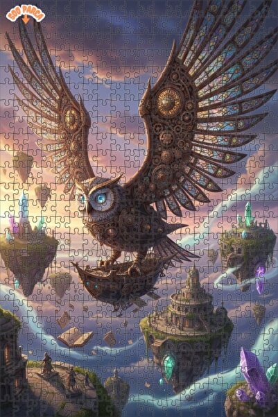 Teona Ahşap لغز خشبي بإطار مزدوج الطبقات بتصميم فني ستيمبانك لبومة ميكانيكية،...