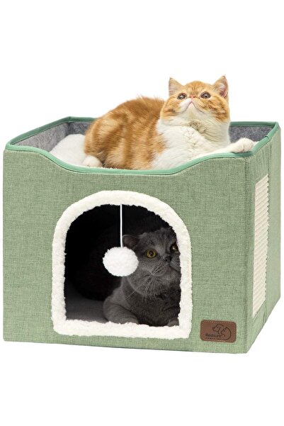 SCHENKERO سرير قطط TBSITNS للكهف الكبير للقطط الداخلية 41x41x35 سم (أخضر)